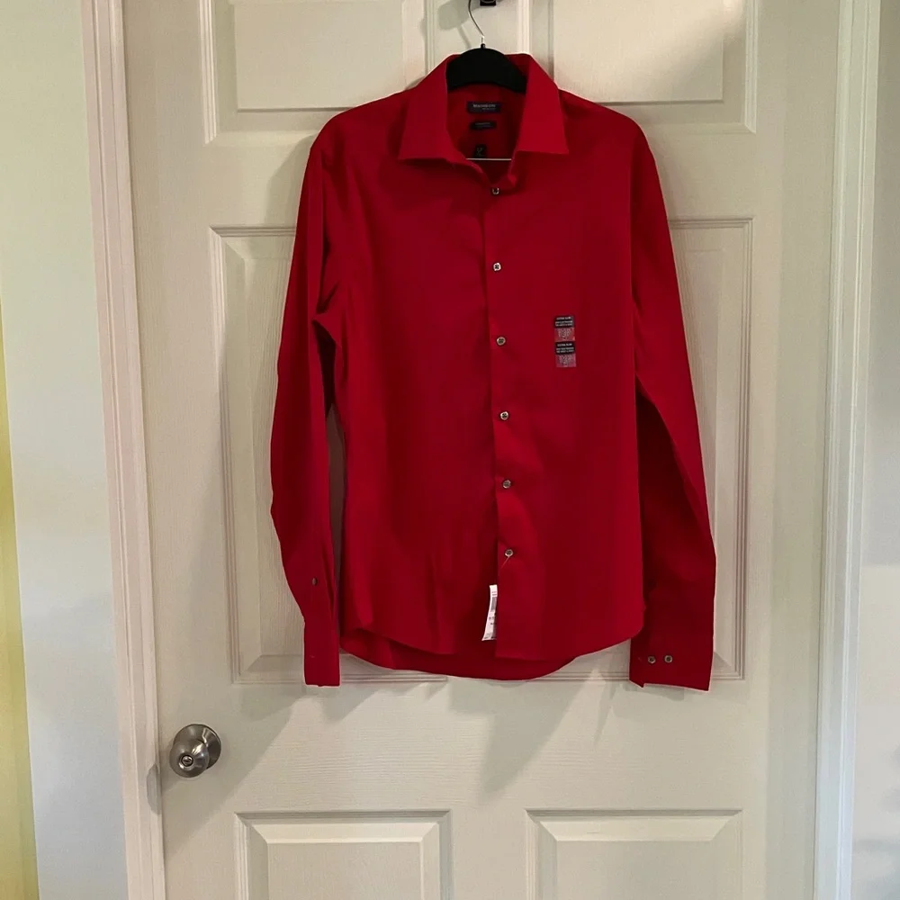 Madison Men's Red Dynamic Cooling Dress Shirt Extra Slim - Picture 1 of 5